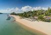 Aerial view of the hotel and beach