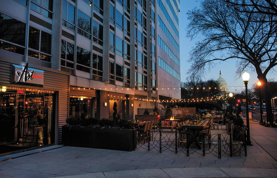 Liaison Patio, The Liaison, Capitol Hill, Washington, East Coast USA.