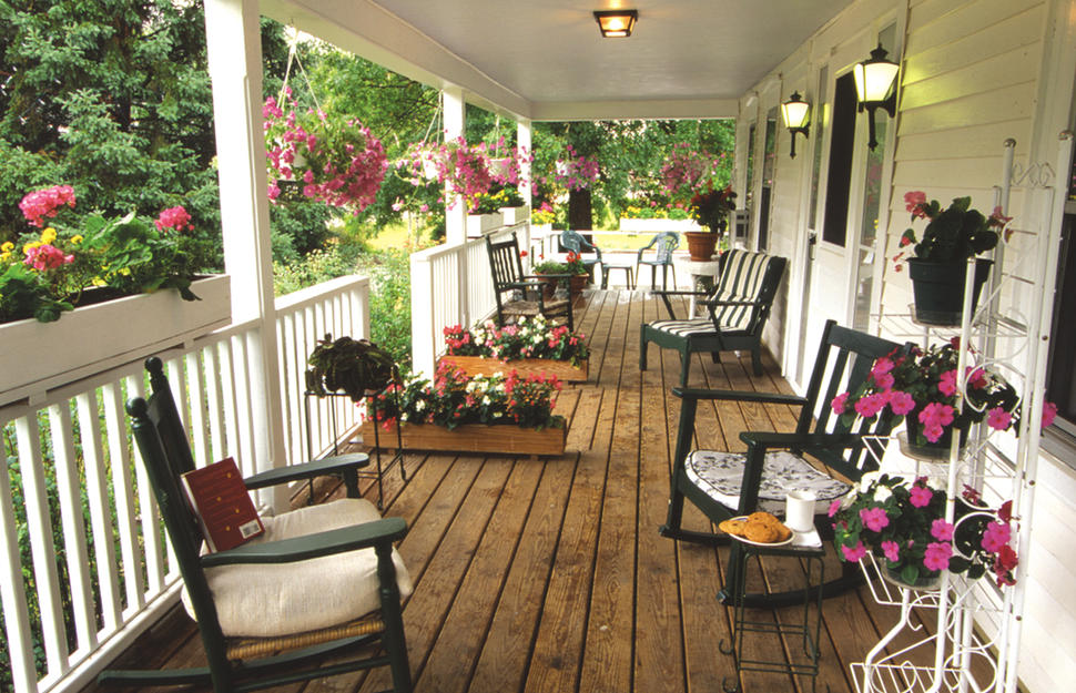 Porch at Merrill Farm Resort in New Hampshire.