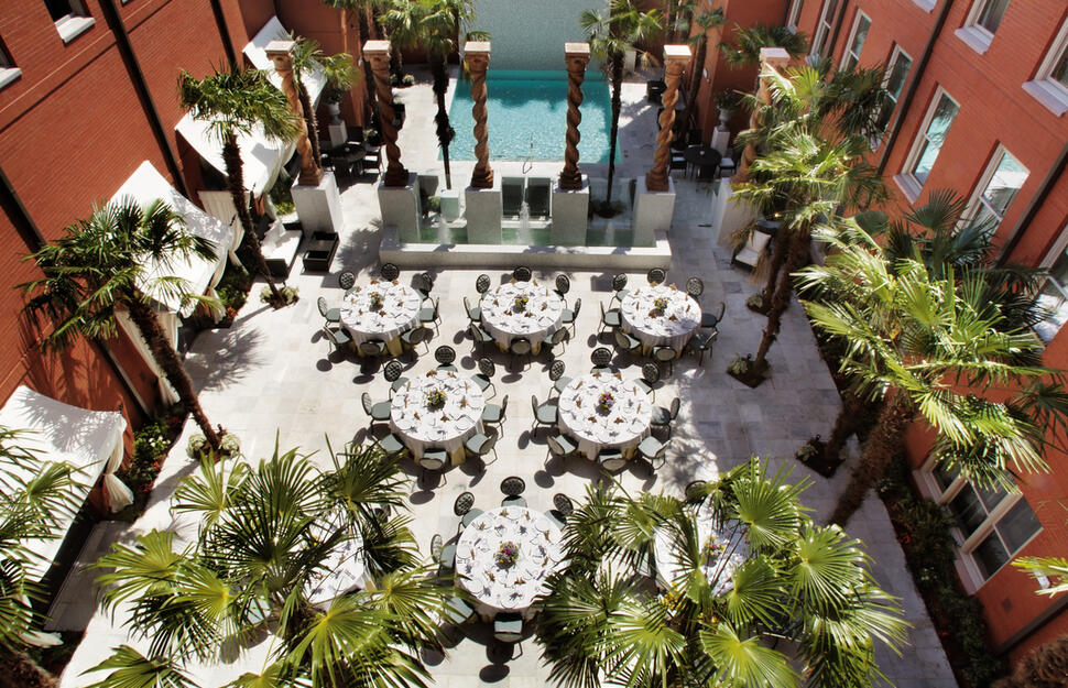 Mansion on Forsyth, marble courtyard, USA