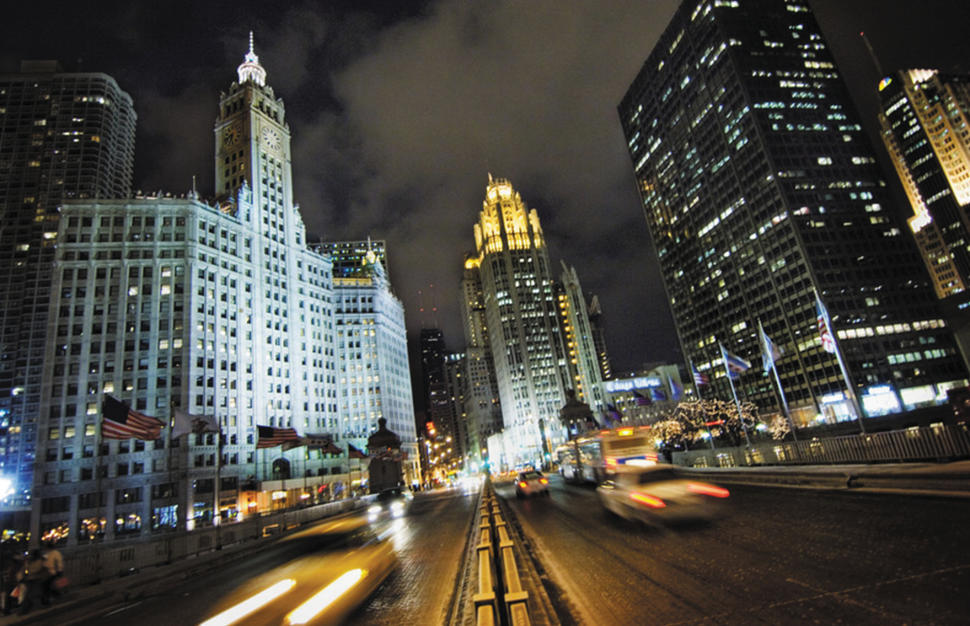 Exterior view from the hotel, Intercontinental Chicago, USA,