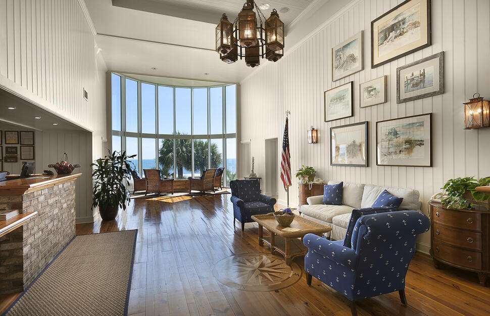 Lobby, Reception, Entrance, Lounge, Relax, Sofa, Check-in, Hampton Inn & Suites, Myrtle Beach, South Carolina, USA