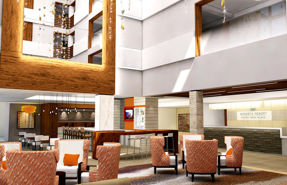 Lobby, Reception, Entrance, Lounge, Relax, Sofa, Check-in, Sonesta Hilton Head, USA