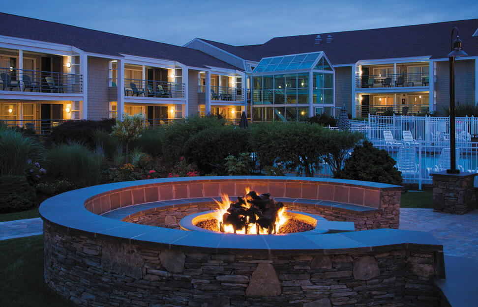 Fire feature in the gardens, Hyannis Harbor Hotel