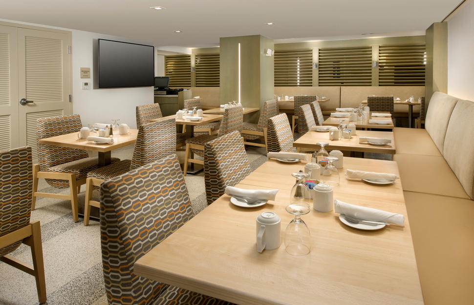 Breakfast dining room, table, chairs, Hilton Garden Inn Miami South Beach, South Beach, Miami, Florida