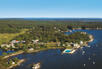 Aerial shot of Sebasco Harbour Resort, Maine.