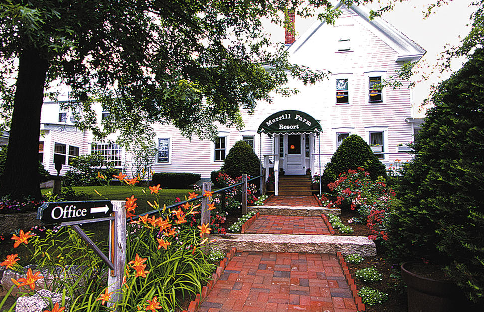 Exterior and entrance to Merrill Farm Resort in New Hampshire