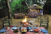 Dining area outside around the fire