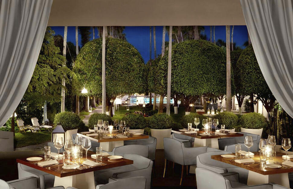 Cabanas around the swimming pool, Beach Club, Delano, Miami, Florida, USA