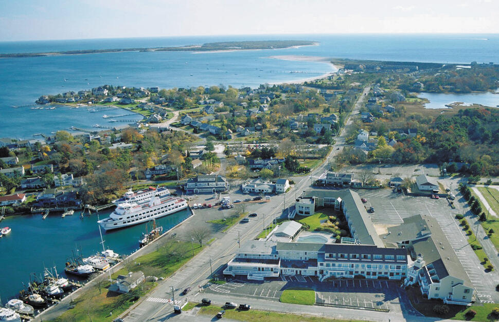 Aerial view of Hyannis Harbor hotel, Cape Cod