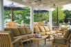 Outdoor patio, Aerial view, Hyannis Harbor Hotel, Hyannis Harbor, Massachusetts, USA