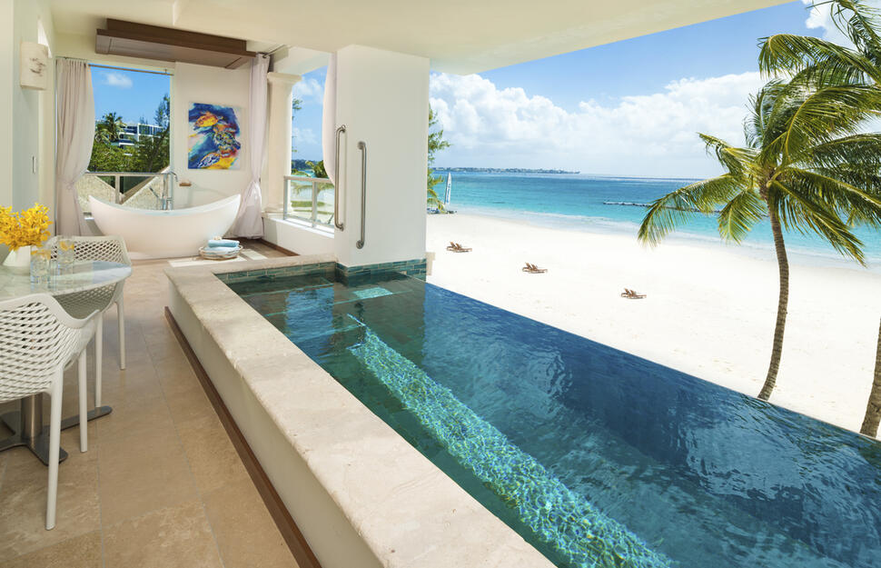 Beachfront One Bedroom Skypool Butler Suite with Balcony Tranquility Soaking Tub