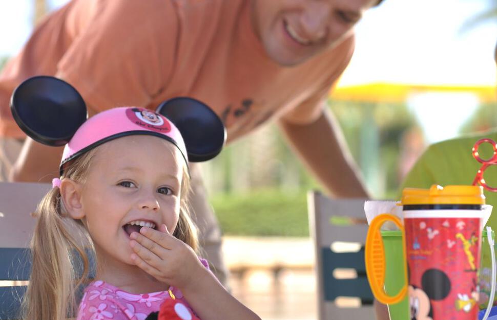 Girl with snacks at Disney's Caribbean Beach Resort