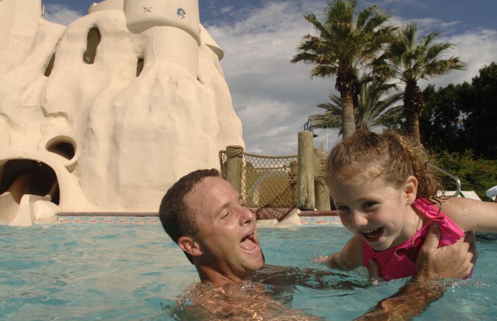 Family in the pool