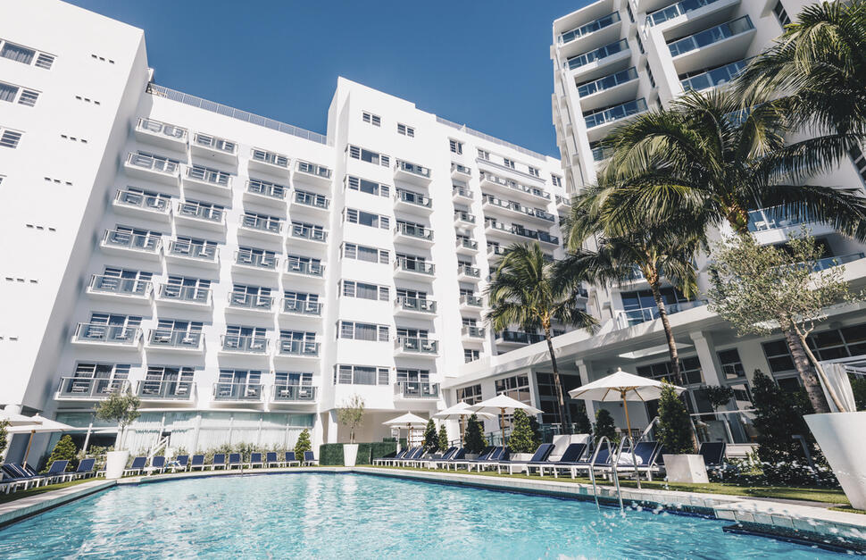 Hotel exterior and pool