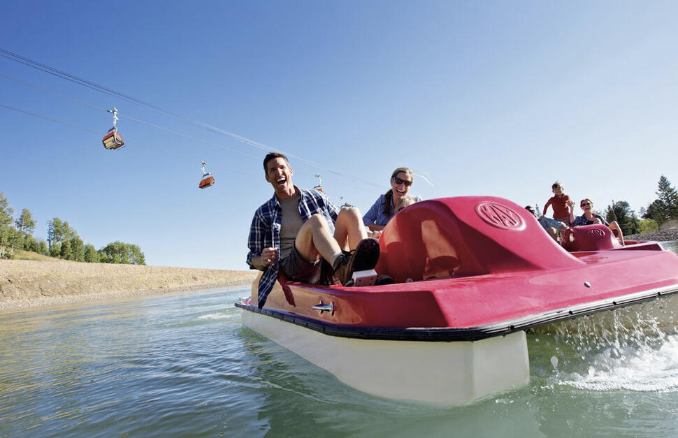 Couple on pedalos