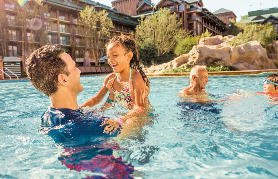 Family in the pool