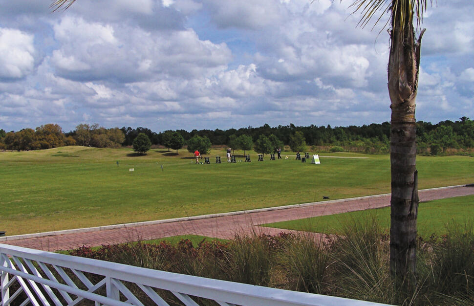 View from clubhouse over golf course, Providence Golf Resort, Orlando, Florida, USA