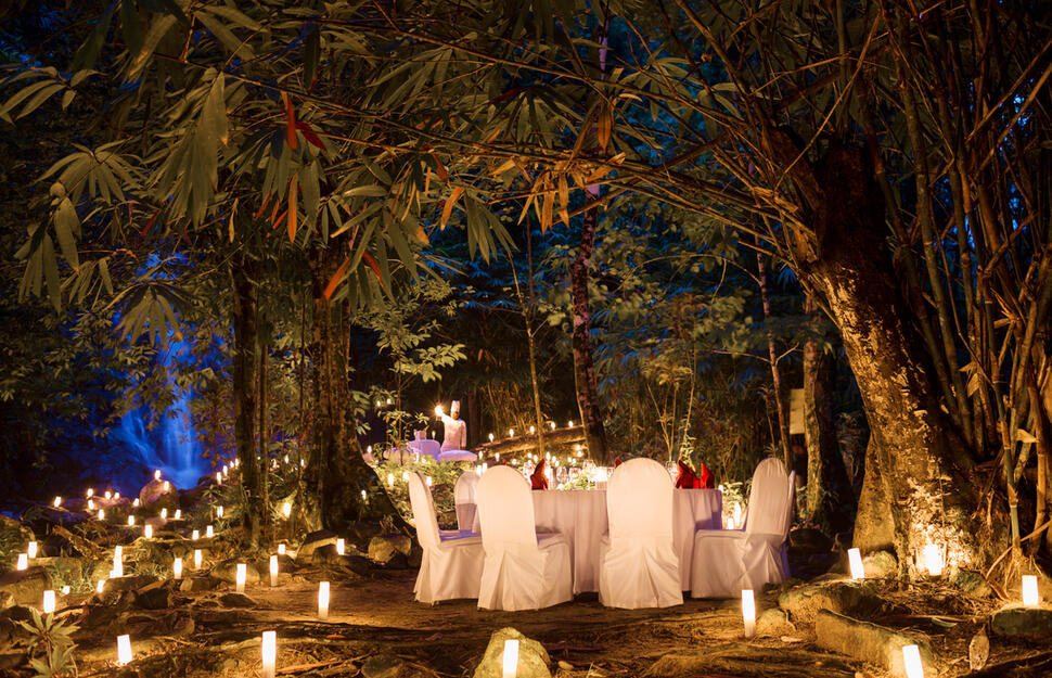 Waterfall private dining, The Sarojin, Khao Lak, Thailand, Far East