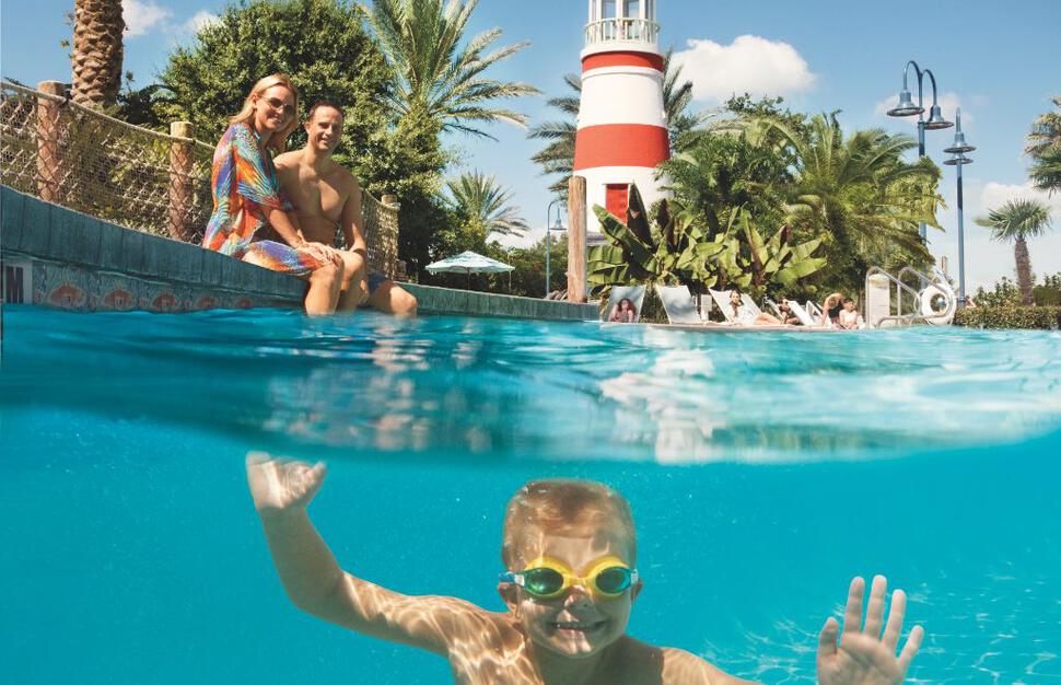 Family in the pool