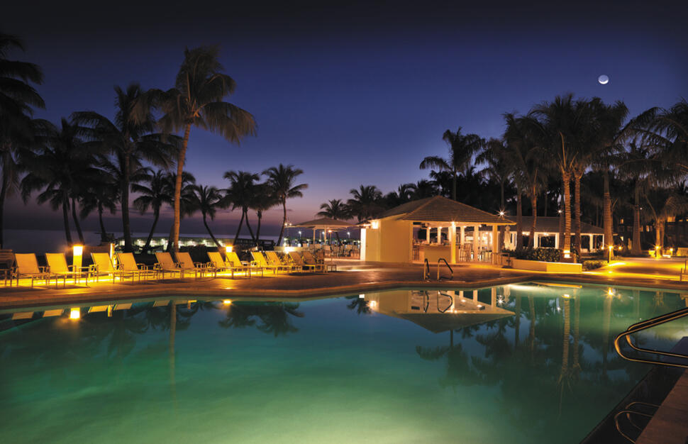 Swimming pool at night, Casa Marina, A Waldorf Astoria® Resort, Key West, Florida Keys, Florida