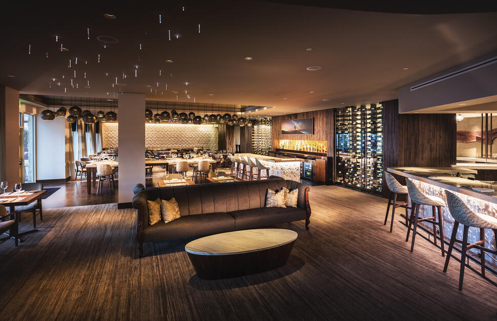 Ario Restaurant, Hotel dining, interior, tables, chairs, bar