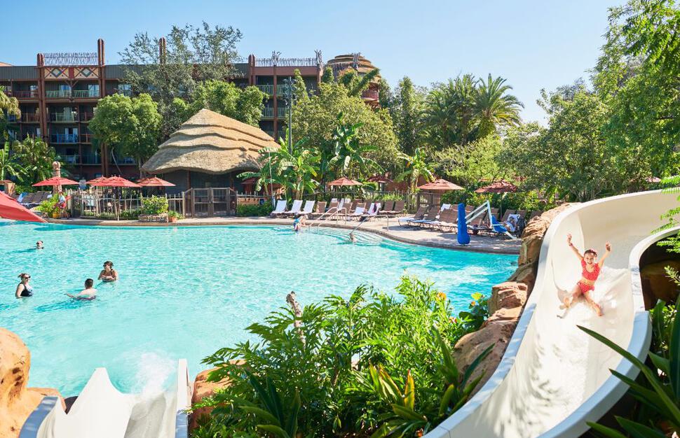 Pool with waterslide