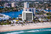 Aerial view of hotel and beach
