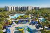 Aerial view of hotel and pools